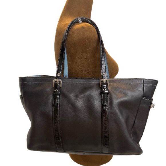 Coach Black Leather Tote Bag Large - Picture 2 of 6